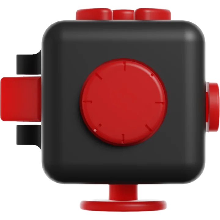 Fidgii's dial side: a large knurled red rotary dial with detents.