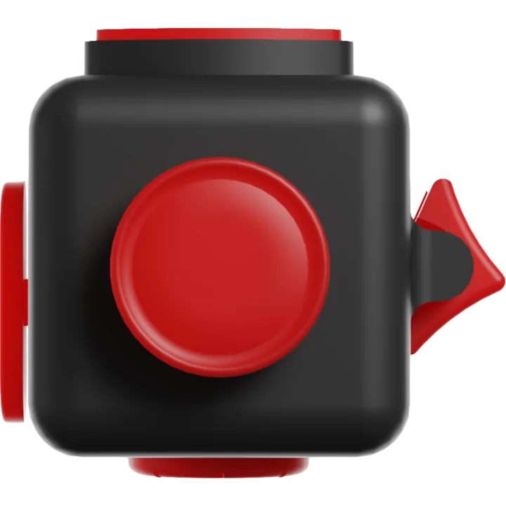 Fidgii's thumbstick side: a full-size round red analog joystick.