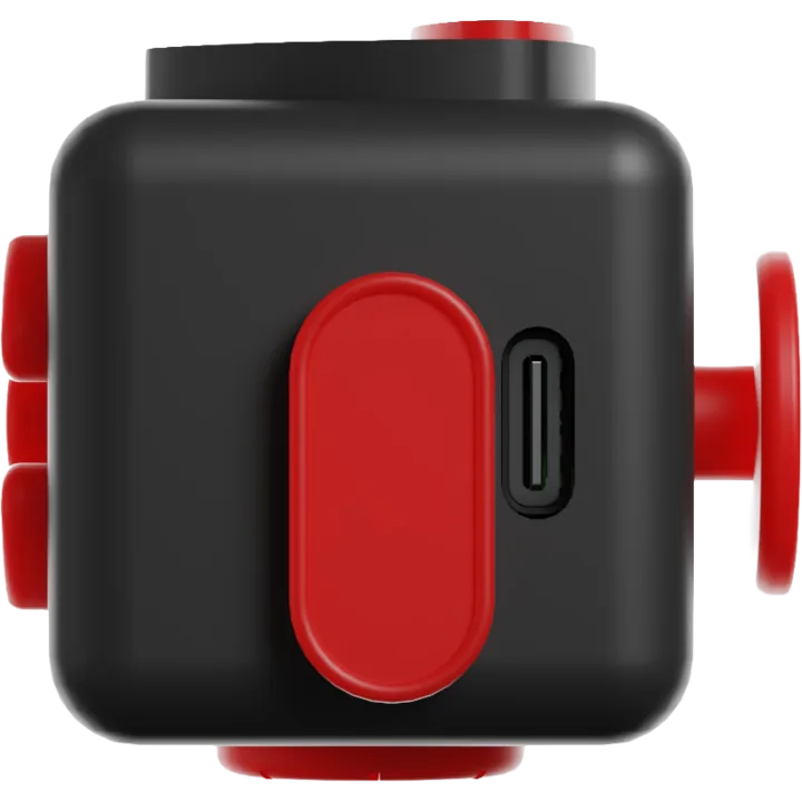 Fidgii's slide switch side: a red long-throw slider in a recessed track.